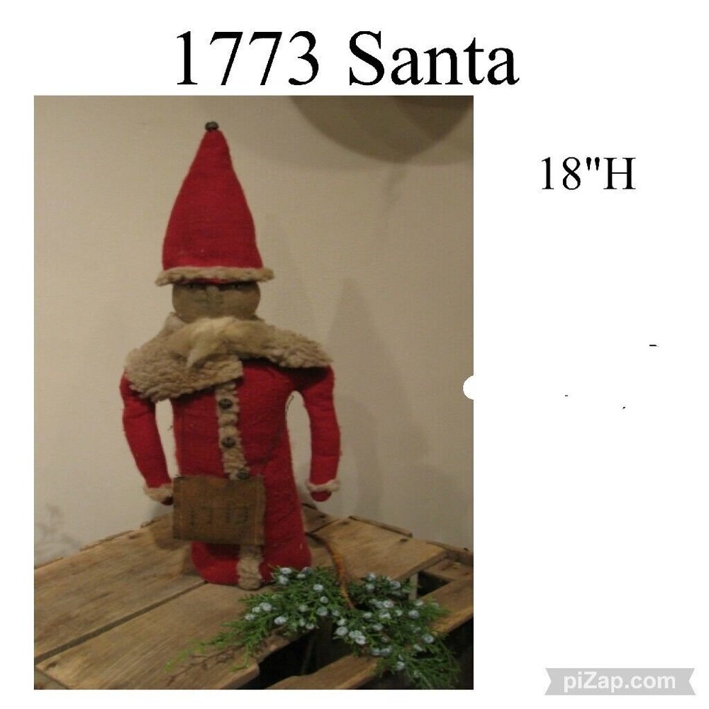 Primitive 1773 Santa By Pine Creek 18" high Weighted bottom felt sign